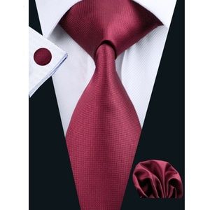 Hi- Tie Burgundy Tie, Handkerchief, and Cufflinks